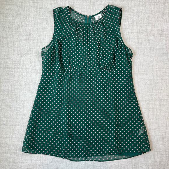 Cabi Flirt Sleeveless Blouse Women's M Polka Dot Semi-sheer Romantic Feminine - Picture 2 of 9